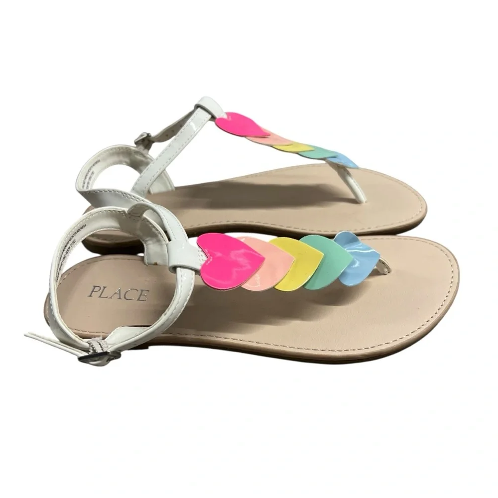 The Children’s Place Sz 4 White Rainbow Heart Sandals